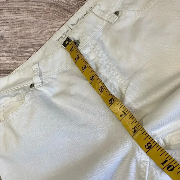Liz Claiborne Jeans Boyfriend Fit Straight Crop Cuffed Size 10 White Mid Rise - Picture 14 of 16